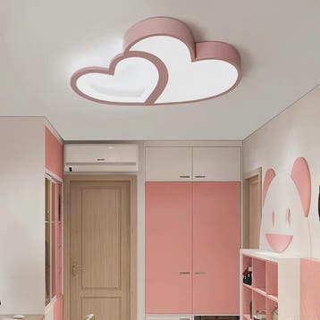 Roze Hart Plafondlamp LED - Dimbare Kinderkamerlamp met Afst, Verzenden, Nieuw