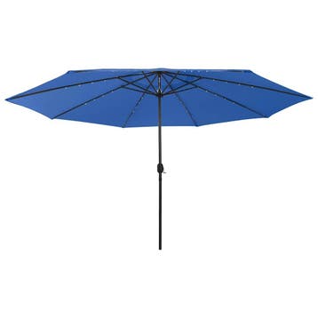vidaXL Parasol met LED-verlichting 400 cm azuurblauw, Verzenden, Nieuw, Meer dan 4 meter