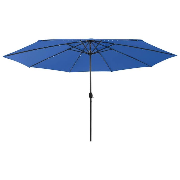 vidaXL Parasol met LED-verlichting 400 cm azuurblauw, Tuin en Terras, Parasols, Nieuw, Meer dan 4 meter, Verzenden