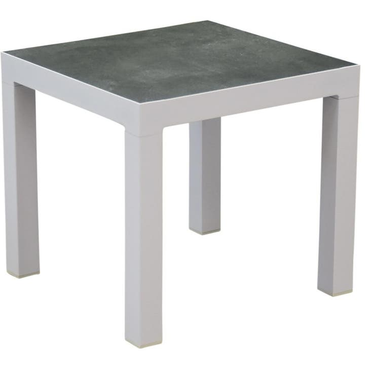 Malaga bijzettafel 50x50xH46 cm aluminium wit, Tuin en Terras, Tuintafels, Nieuw, Ophalen of Verzenden