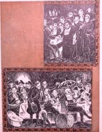 Parodie van de Schuttersmaaltijd op spotprent (Lithos), Verzenden