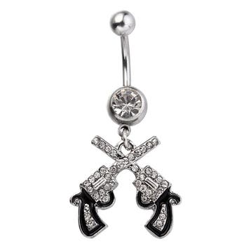 Fako Bijoux - Navelpiercing - Pistool Duo - Wit, Verzenden, Nieuw