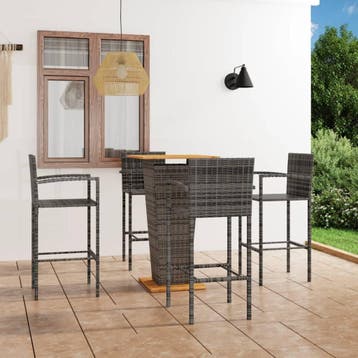 vidaXL 5-delige Tuinbarset grijs, Verzenden, Nieuw, 4 zitplaatsen