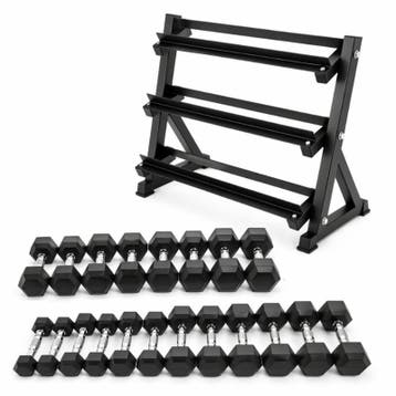 PH Fitness Hexa Dumbbell Set 2,5-25 kg + Rack | 275 kg, Sport en Fitness, Verzenden, Nieuw, Benen, Dumbbell
