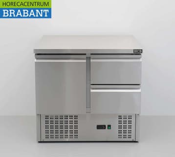 HCB RVS Koelwerkbank 1 deur en 2 laden 90 cm 230V Horeca, Ophalen of Verzenden, Nieuw in verpakking