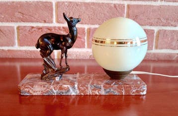 Tedd - Tafellamp - Opaline glas, Levanto-rood marmer - Art