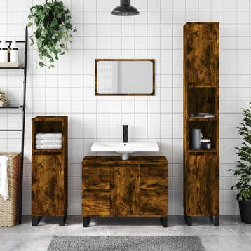 vidaXL Badkamerkast 80x33x60 cm bewerkt hout gerookt, Verzenden, Nieuw