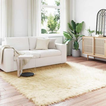 vidaXL Tapijt van imitatie TAFALLA Crèmekleurig 200 x 200 cm, Verzenden, Nieuw, Crème