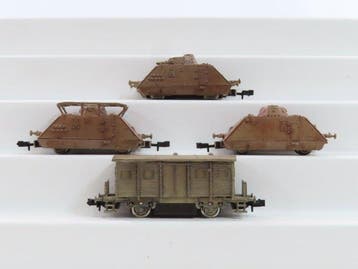 Roco N - Diesellocomotief (4) - 4 delige Wehrmacht panzer, Nieuw