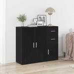 vidaXL Dressoir zwart eiken 91x29,5x75 cm bewerkt hout, Huis en Inrichting, Kasten | Dressoirs, Verzenden, Nieuw, 50 tot 100 cm