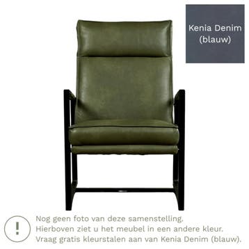 Leren fauteuil Square - Kenia Denim (blauw), Nieuw, Ophalen of Verzenden, 50 tot 75 cm, Industrieel, Modern