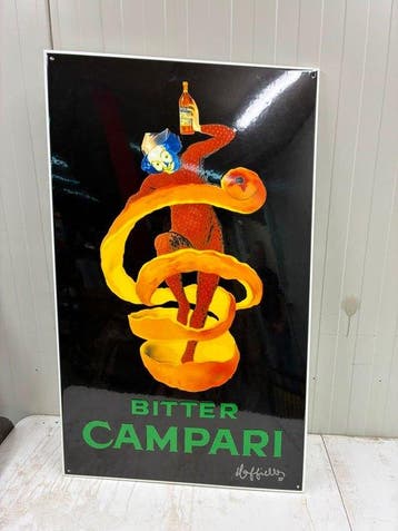 Bitter Campari – XXL Emaille Reclamebord – Leonetto, Antiek en Kunst