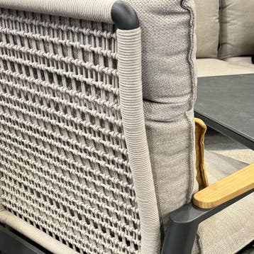 Alzano 3-zitsbank zand rope aluminium antraciet, Huis en Inrichting, Banken | Bankstellen, Ophalen of Verzenden, Nieuw