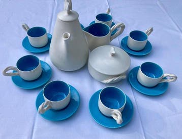 Vallauris - monica ceram - Koffieservies voor 8 (19) -