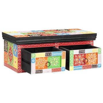 vidaXL TV-kast met lade Multikleur 60 x 30 x 24 cm Massief, Huis en Inrichting, Woonaccessoires | Cd- en Dvd-rekken, Verzenden
