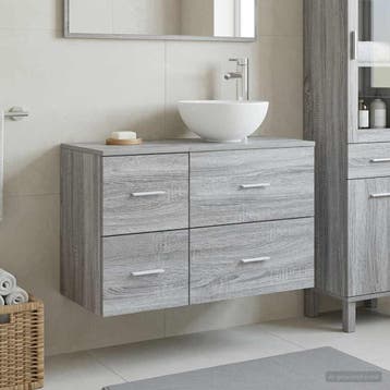 vidaXL Badkamermeubelset 2 st Grijs Sonoma Bewerkt hout, Huis en Inrichting, Verzenden, Nieuw