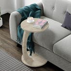 Bijzettafel Holeby travertijn verrijdbaar 56x38 cm [en.casa], Verzenden, Nieuw