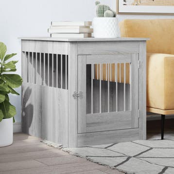 vidaXL Hondenbench 64,5x80x71 cm bewerkt hout grijs sonoma, Dieren en Toebehoren, Hondenhokken, Verzenden, Nieuw