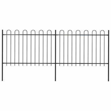 vidaXL Tuinhek met ringtop staal 337x120 cm zwart, Verzenden, Nieuw, IJzer, 1 tot 2 meter