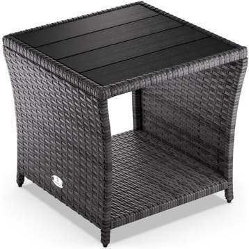 Polyrotan Bijzettafel Vedis Grijs 45x45x40cm (Tafels), Verzenden, Nieuw