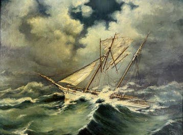 British school (XlX) - A storm tossed schooner
