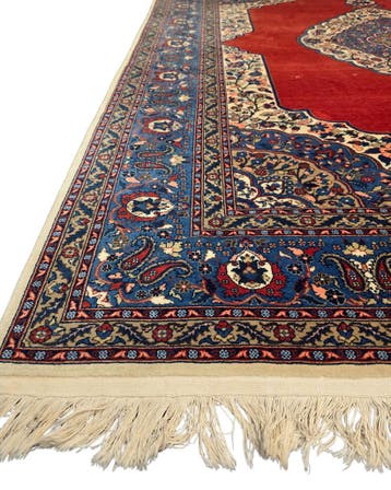 Perzisch tapijt Hereke 270x220 wollen vloerkleed Turkije, Huis en Inrichting, 200 cm of meer, Blauw, Ophalen of Verzenden, Zo goed als nieuw