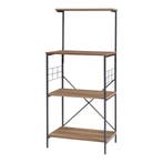 [en.casa] Staand rek Billund 133x60x42cm zwart en walnootkle, Verzenden, Nieuw