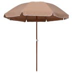vidaXL Parasol met stalen paal 240 cm taupe, Verzenden, Nieuw, 2 tot 3 meter