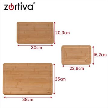 Zortiva Bamboe Snijplanken Set 3 Stuks met Ophangopening..., Ophalen of Verzenden, Nieuw
