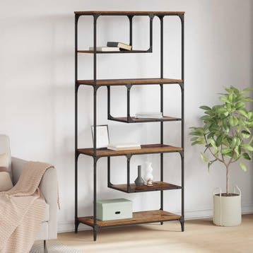 vidaXL Boekenkast 6-laags 81 x 36 x 176 cm Bewerkt hout Oud, Huis en Inrichting, Minder dan 50 cm, Verzenden, Nieuw, 150 tot 200 cm
