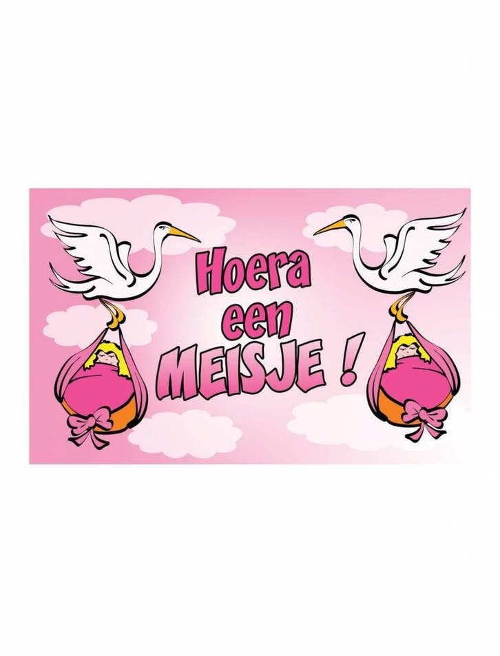 Geboortevlag Hoera een meisje, Hobby en Vrije tijd, Feestartikelen, Nieuw, Ophalen of Verzenden