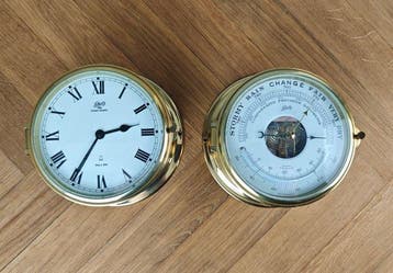 Schatz Ships barometer, scheepsklok (2) - Glas, Messing -