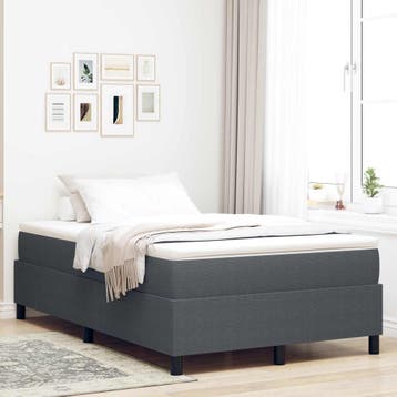 vidaXL Platform bedframe Donkergrijs 120 x 200 cm Katoen, Verzenden, Nieuw, Twijfelaar, Stof