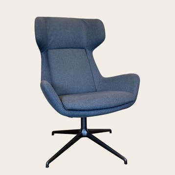 Rossetto Sofy High draaifauteuil – grijsblauw, Huis en Inrichting, Ophalen, Gebruikt, 75 tot 100 cm, Stof