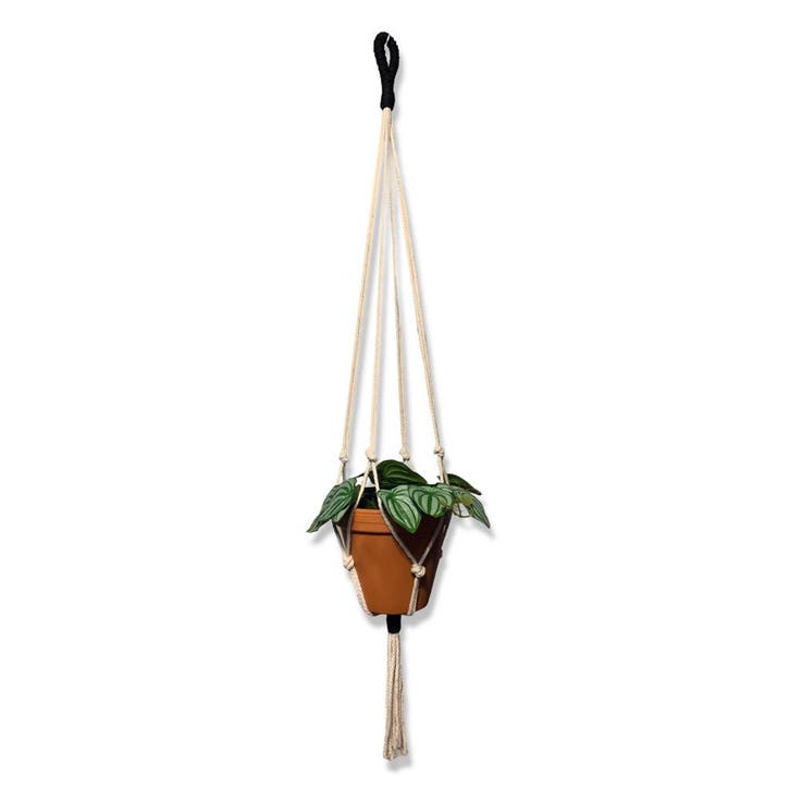 Plantenhanger Wacky Wit/Zwart - Katoen - Macramé -, Huis en Inrichting, Woonaccessoires | Overige, Nieuw, Ophalen of Verzenden