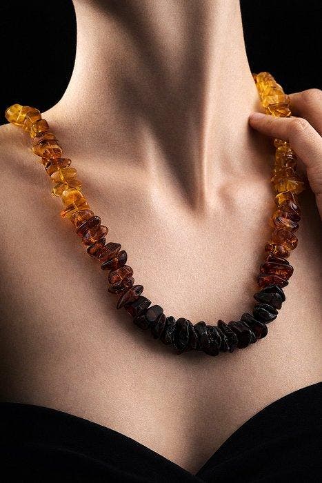Barnsteen - Baltic Amber Collar Necklace – Chunky Chip Beads, Antiek en Kunst, Curiosa en Brocante