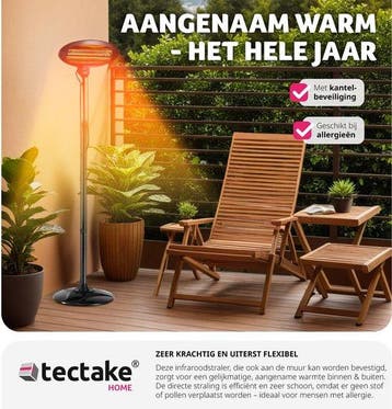 2dekans | tectake® - Infraroodstraler - Luchtverhitter met, Tuin en Terras, Ophalen of Verzenden, Zo goed als nieuw