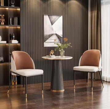 Set van 2 Eetkamerstoelen – Microvezel &amp; Metalen Frame, Huis en Inrichting, Stoelen, Verzenden, Nieuw