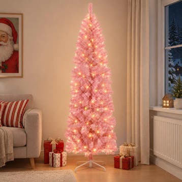 vidaXL Kunstmatige slanke kerstboom 240 cm 300 LEDs Warmwit, Verzenden, Nieuw