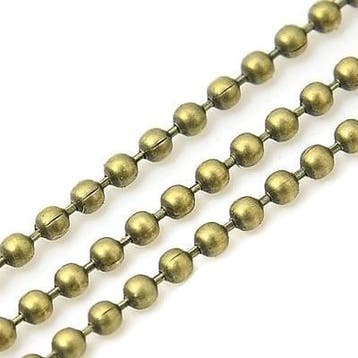 50 cm Ball Chain ketting dikte 2,4 mm geel koper kleur, Ophalen of Verzenden, Nieuw, Overige typen
