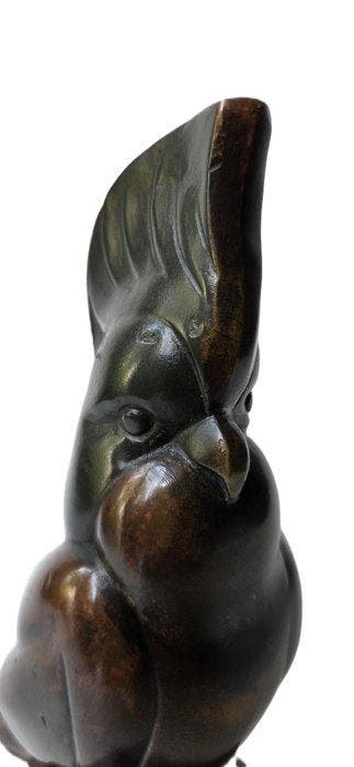 Jean de La Fontinelle - sculptuur, Art deco bronzen kaketoe
