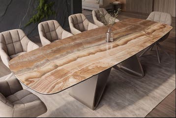 Eettafel INFINITY 180-220-260cm bootvormig uitschuifbaar, Ophalen of Verzenden, Nieuw