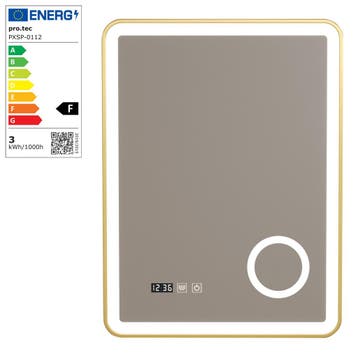 [pro.tec] Spiegel Pescara met LED verlichting 80x60x4 cm gou, Huis en Inrichting, Woonaccessoires | Spiegels, Verzenden, Nieuw