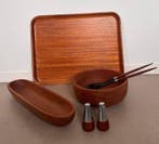 Kom - Hout - Houten dienblad, peper en zoutset, houten