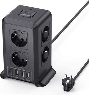 Toren Stekkerdoos 8x AC+USB | Tweedekansje | OP=OP, Ophalen of Verzenden, Zo goed als nieuw, Stopcontact
