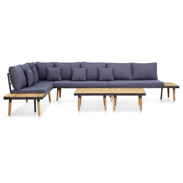 vidaXL Loungeset 7-zits met kussens massief acaciahout, Verzenden, Nieuw, Hout, Loungeset