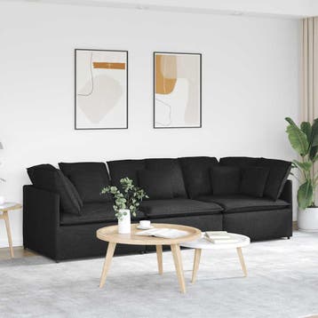 vidaXL Modulaire bank met kussens stof zwart, Huis en Inrichting, Verzenden, Nieuw, Stof