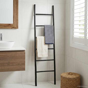 vidaXL Deken Ladder Zwart 50 x 190 cm Bamboe, Verzenden, Nieuw, Zwart