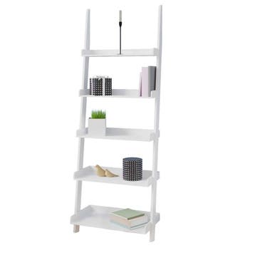 Ladderrek Wit met 5 Planken 180cm (Meubelen, Interieur), Verzenden