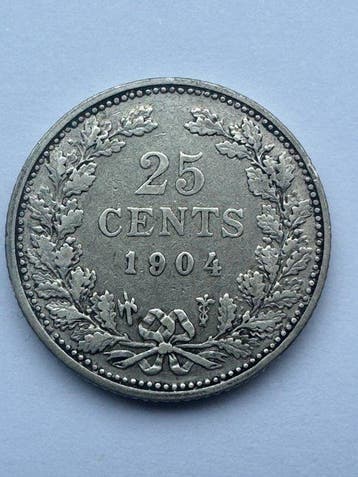 Nederland. Wilhelmina. 25 Cent 1904 (Zonder minimumprijs)